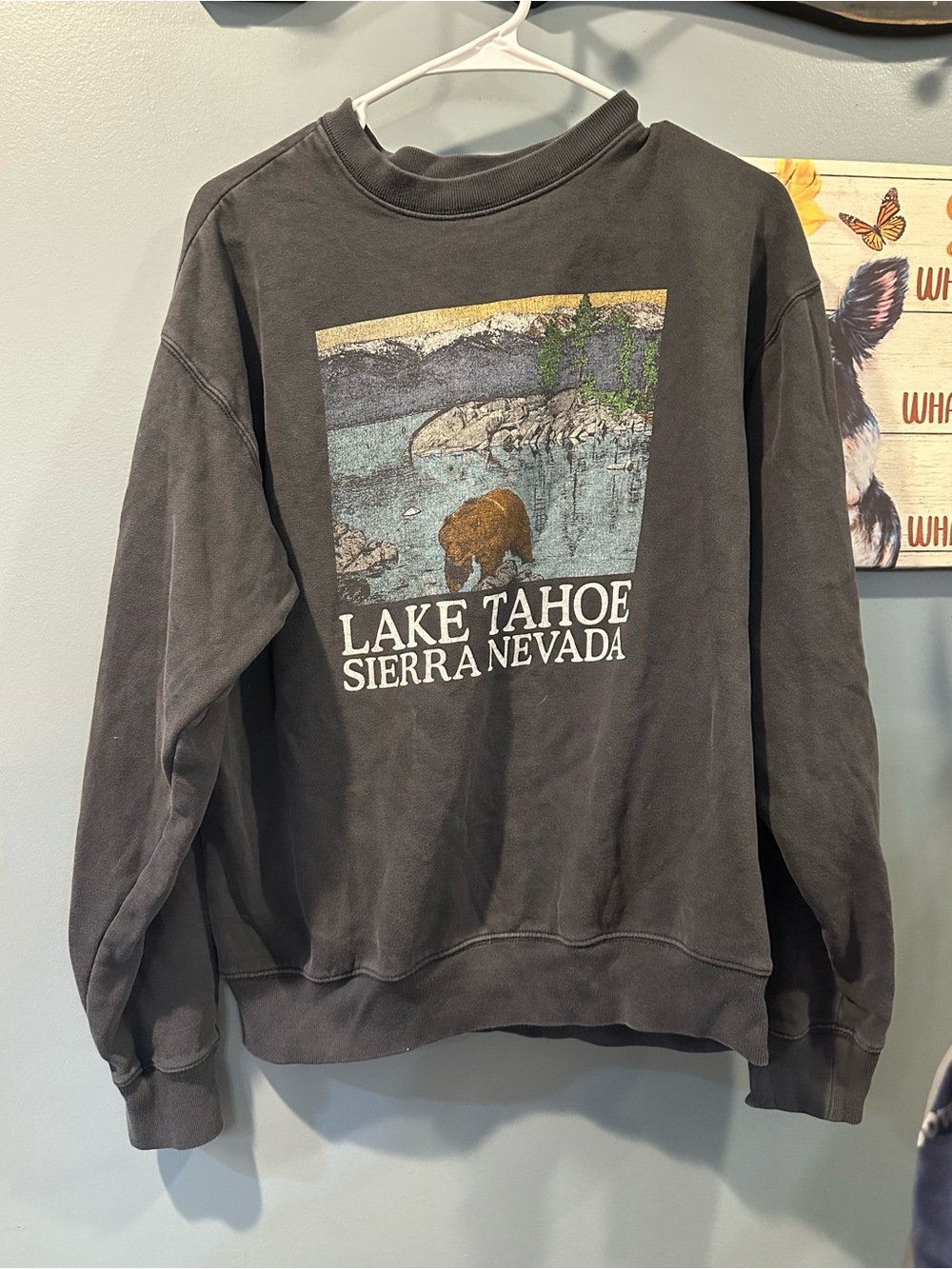 Lake Tahoe Sierra Nevada Graphic Sweatshirt - Charcoal with Nature Print